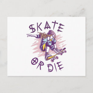 Skate or die Skateboarder Girl Postcard