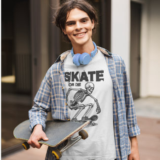 Skate or Die Skeleton Skateboard Streetwear Tee