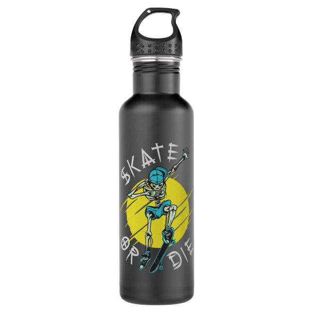 Skate or die Skeleton Skateboarder 710 Ml Water Bottle (Front)