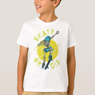 Skate or die Skeleton Skateboarder T-Shirt