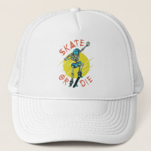 Skate or die Skeleton Skateboarder Trucker Hat