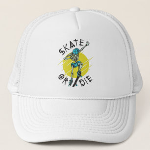 Skate or die Skeleton Skateboarder Trucker Hat