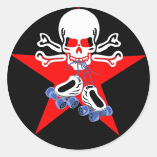 Skate or die with jammer star classic round sticker