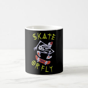 Skate or Fly Skeleton Skateboarder Coffee Mug