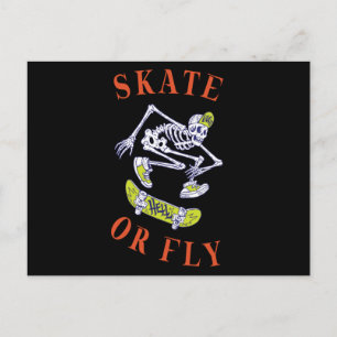 Skate or Fly Skeleton Skateboarder Postcard