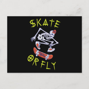 Skate or Fly Skeleton Skateboarder Postcard