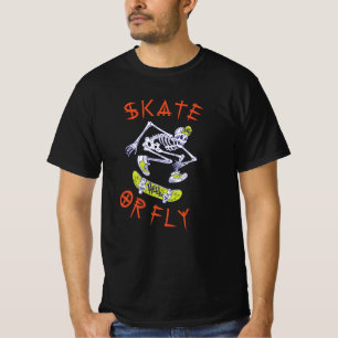 Skate or Fly Skeleton Skateboarder T-Shirt