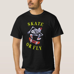 Skate or Fly Skeleton Skateboarder T-Shirt