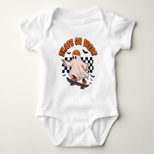 Skate or Treat Ghost Halloween Baby Bodysuit
