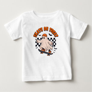 Skate or Treat Ghost Halloween Baby T-Shirt