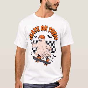 Skate or Treat Ghost Halloween T-Shirt