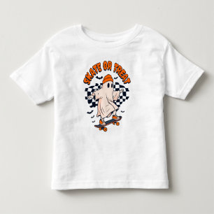 Skate or Treat Ghost Halloween Toddler T-Shirt