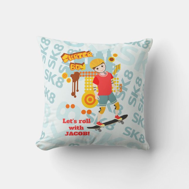 Skate Park Fun Boy Birthday Party Cushion (Front)