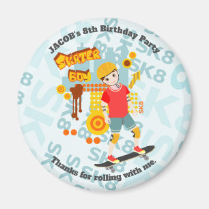 Skate Park Fun Boy Birthday Party Magnet