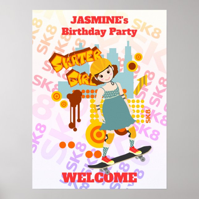 Skate Park Fun Boy Birthday Party Poster (Front)