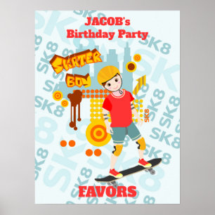 Skate Park Fun Boy Birthday Party Poster
