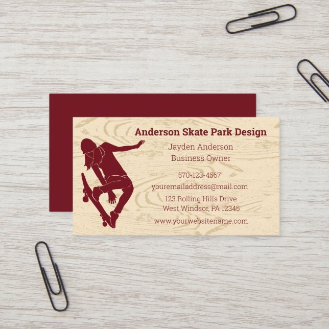 Skate Park, Skateboarding Themed, Skateboard Business Card (Front/Back In Situ)