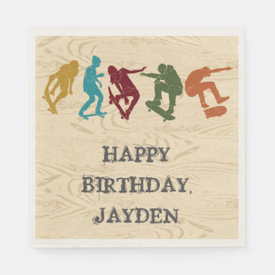 Skate Park Skateboarding Themed Teen Boys Birthday Napkin