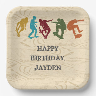 Skate Park Skateboarding Themed Teen Boys Birthday Paper Plate