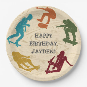 Skate Park Skateboarding Themed Teen Boys Birthday Paper Plate