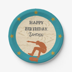 Skate Park Skateboarding Themed Teen Boys Birthday Paper Plate