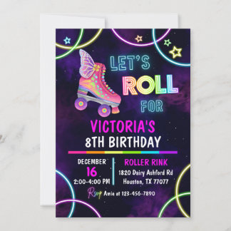 Skate Party Birthday Invitation, Roller Skating Invitation