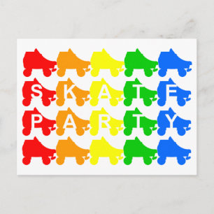 skate party : rainbow quads invitation postcard