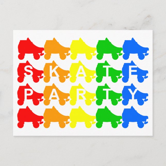 skate party : rainbow quads invitation postcard (Front)