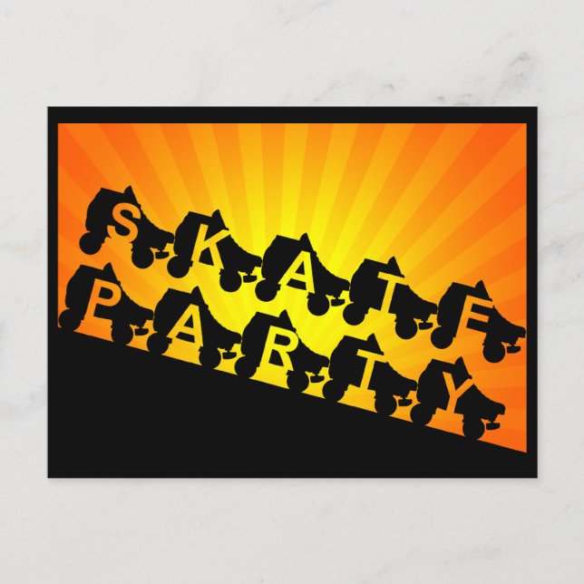 skate party : sunset rays invitation postcard (Front)