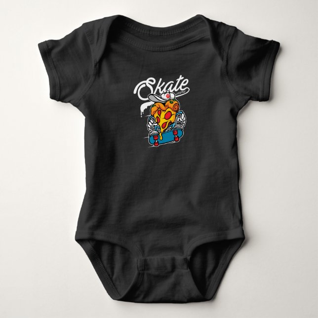 Skate Pizza Baby Bodysuit (Front)