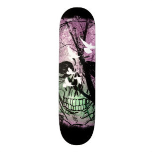 Skate Radical Nature with birds and skull Skateboard