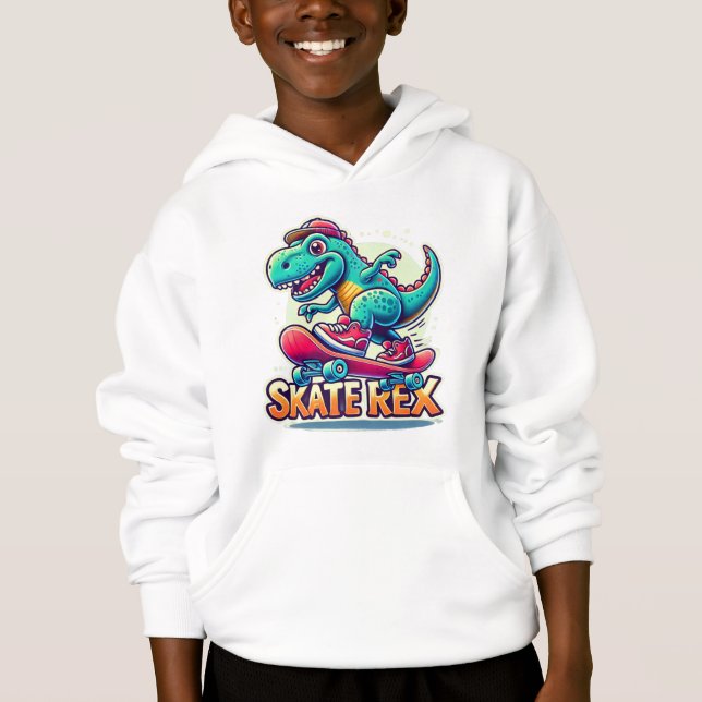 Skate Rex - Cool Dinosaur Hoodie (Front)