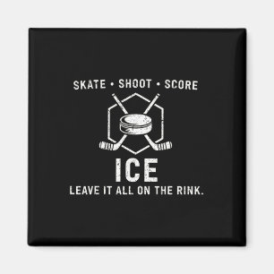 Skate Shoot Score Ice Hockey Rink Magnet