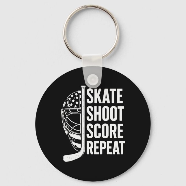 Skate Shoot Score Repeat (1)  Key Ring (Front)