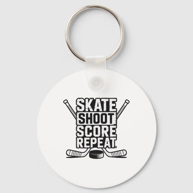 Skate Shoot Score Repeat _4  Key Ring (Front)
