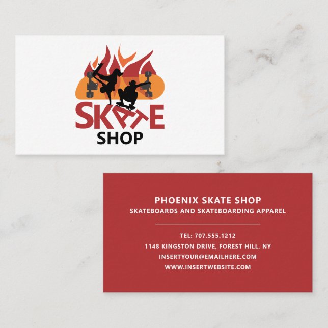 Skate Shop, Skateboarding Business Card (Front/Back)