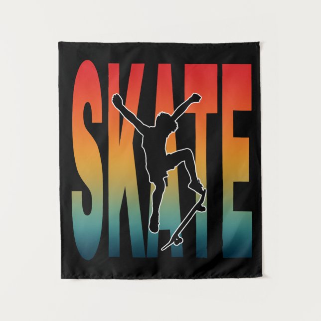 Skate Skateboarding Silhouette Tapestry (Front)