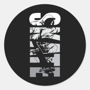 Skate Skater Skateboard Retro 90s Classic Round Sticker