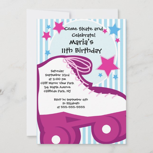 Skate Skating Party Birthday Invitations (Front)