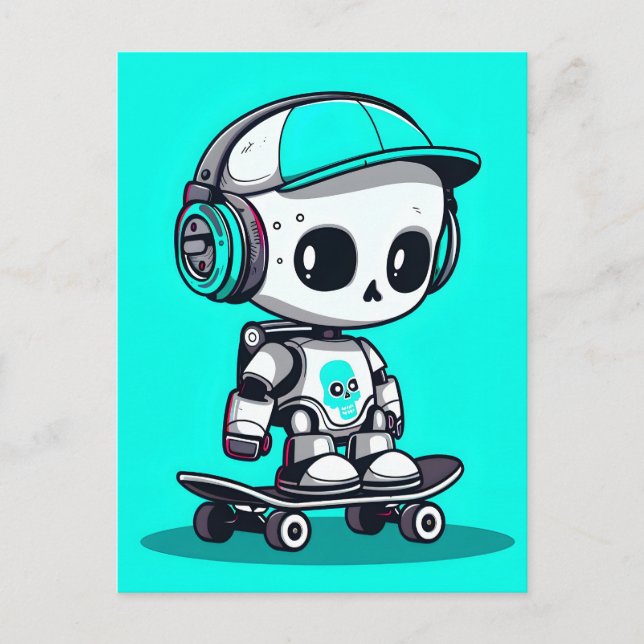 Skate SkullBot Announcement Postcard (Front)