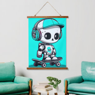 Skate SkullBot Hanging Tapestry