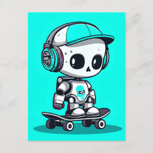Skate SkullBot Holiday Postcard