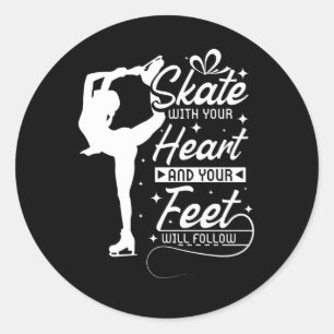 Skate With You Heart, ice skating Classic Round Sticker