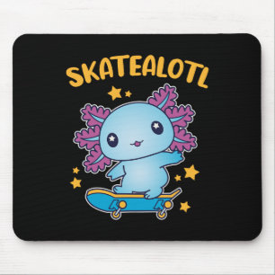 Skatealotl Kawaii Axolotl Salamander Riding Skateb Mouse Mat