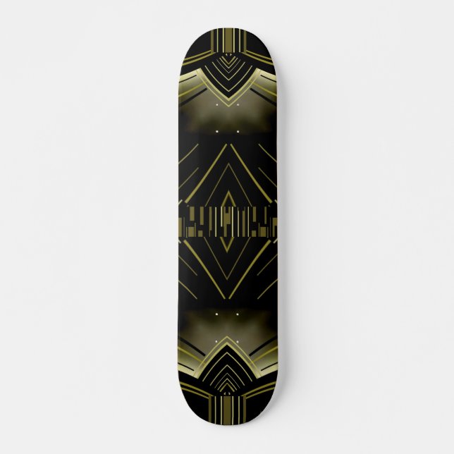 Skateboard Art Deco Black Gold (Front)