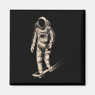 Skateboard Astronaut Riding Space Skating Spaceman Magnet