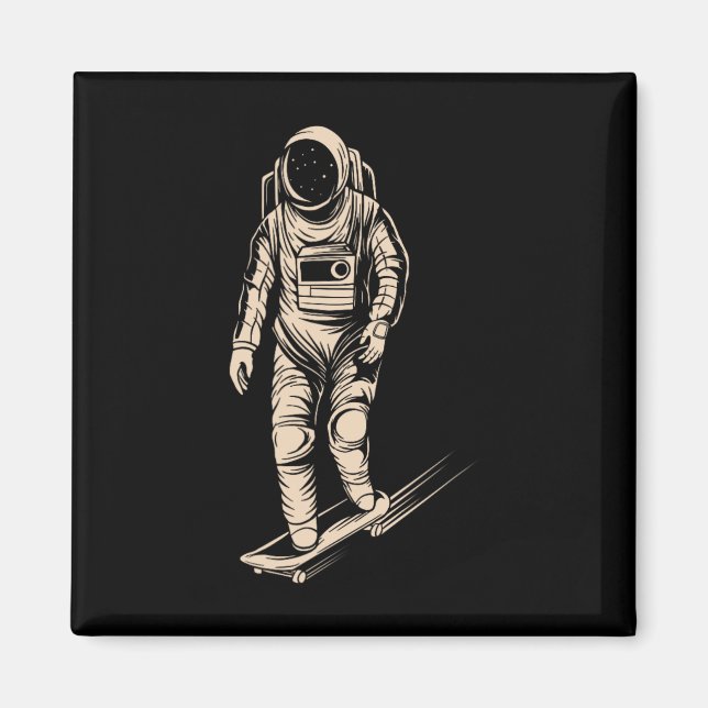 Skateboard Astronaut Riding Space Skating Spaceman Magnet (Front)
