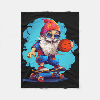 Skateboard Basketball Gnome Family Christmas Pajam Fleece Blanket