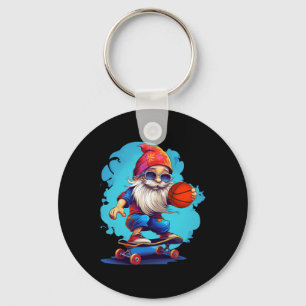 Skateboard Basketball Gnome Family Christmas Pajam Key Ring