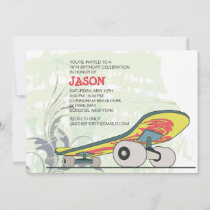 Skateboard Birthday Party Invitation